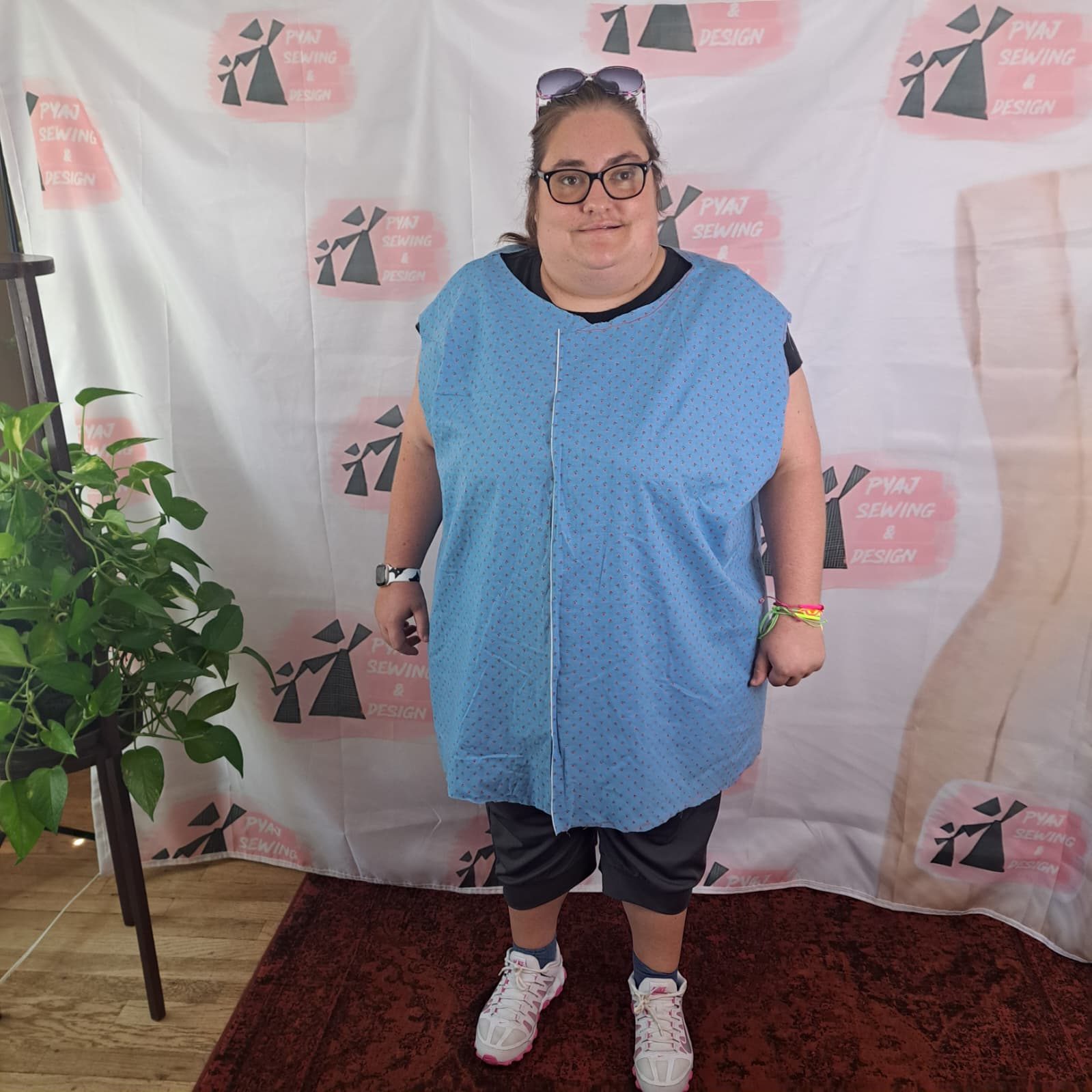 A blue garment at PYAJ Sewing Studio