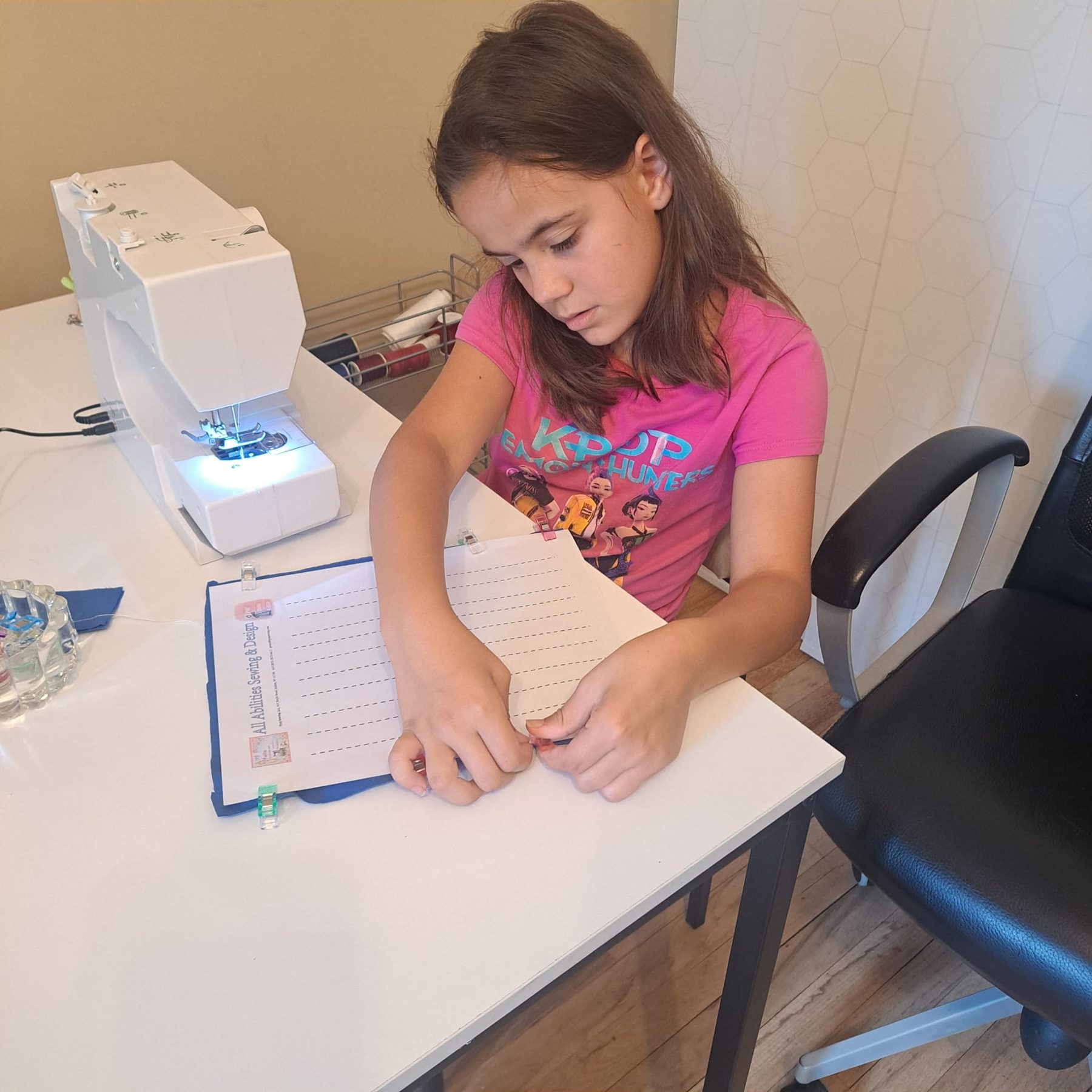 Practicing stitches at PYAJ Sewing Studio