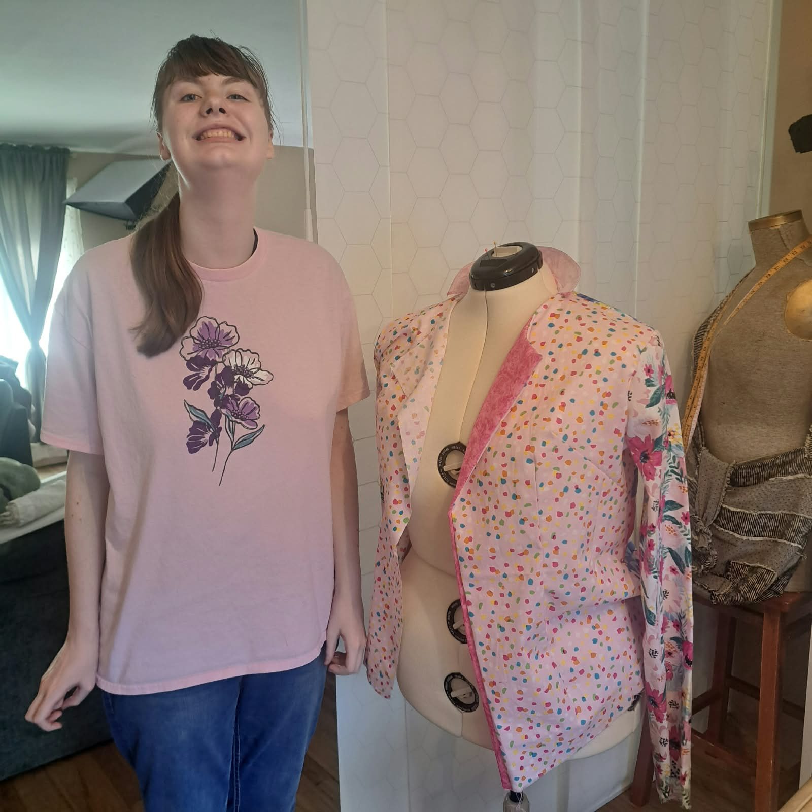 A garment on the dress form at PYAJ Sewing Studio