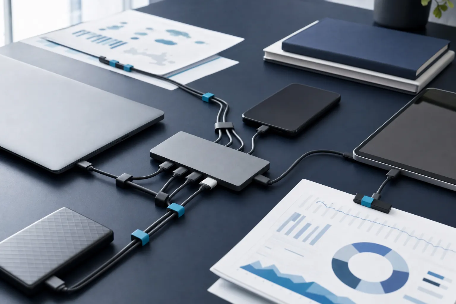 Connected devices and printed reports arranged as an orderly data workspace