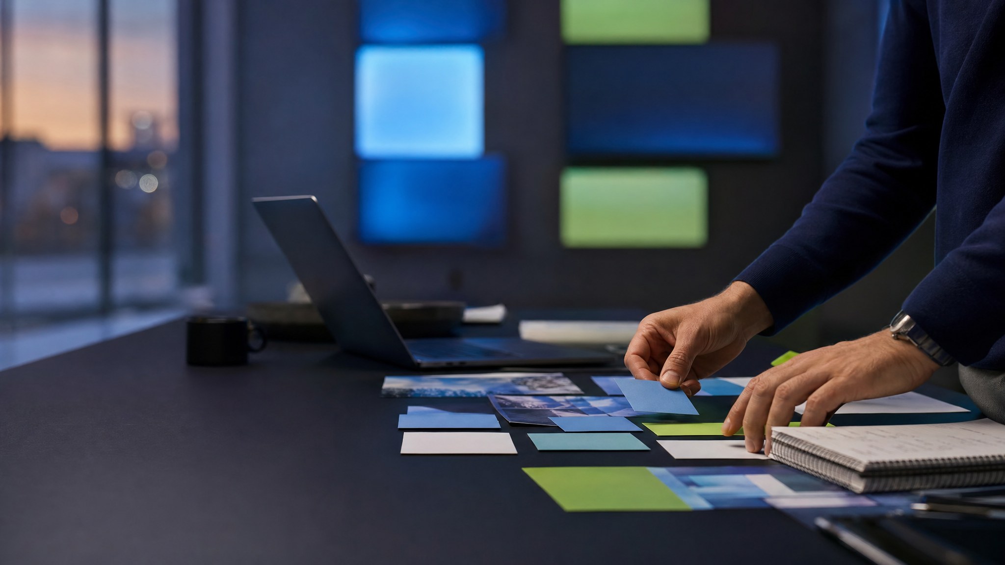 Media strategist arranging a paid media plan