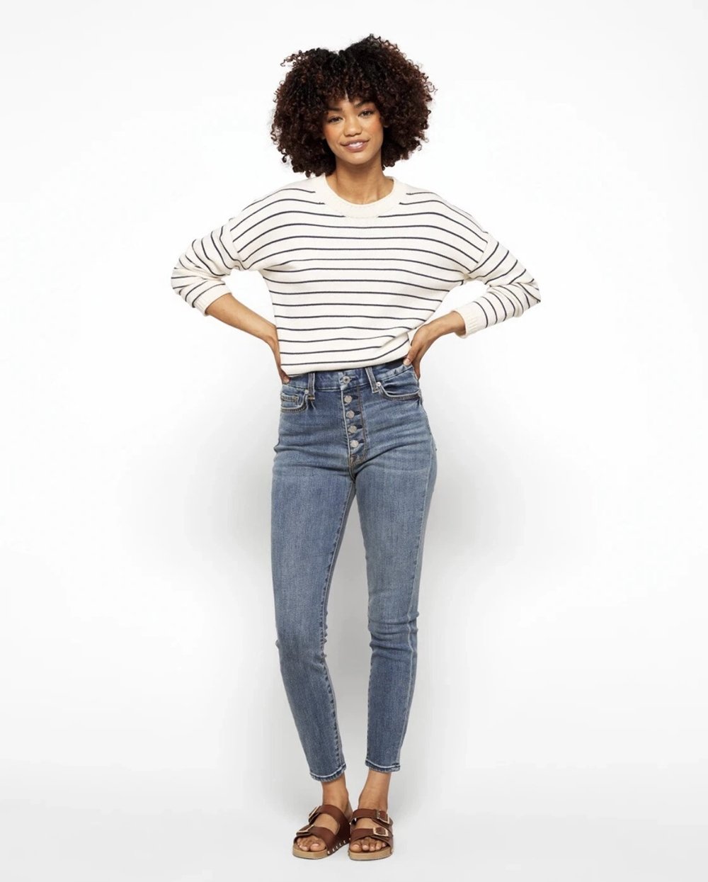 7 for All Mankind Aubrey Super High Rise Exposed Button Fly sz 26 Lght Wash