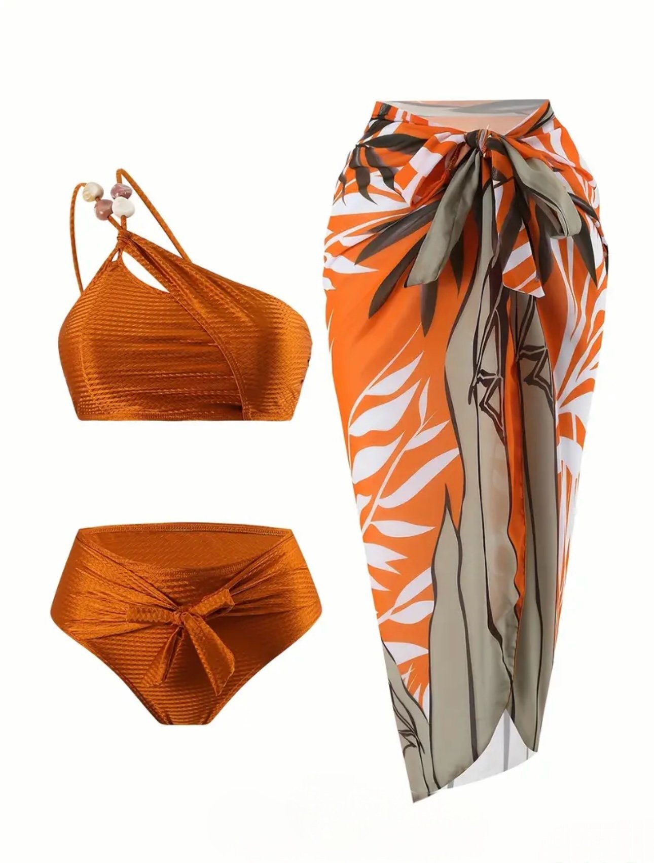 AD European and American Split Bikini w/Stones Swimwear Rust XL