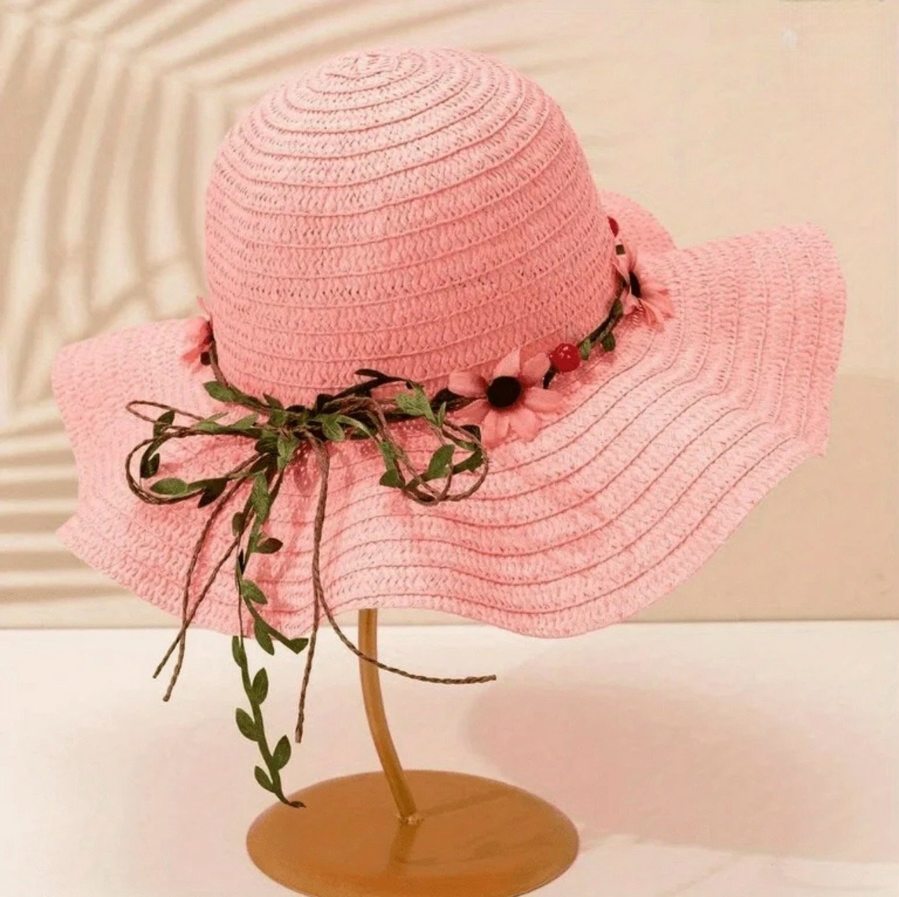 Andrea’s Deals Breathable Pink Sun Hat with Ruffles Brim