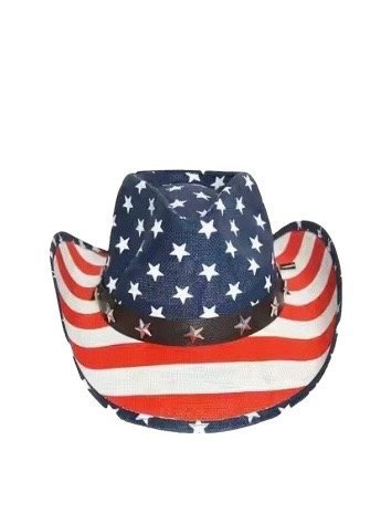 Andrea’s Deals Sunshade American Flag Cowboy Hat White