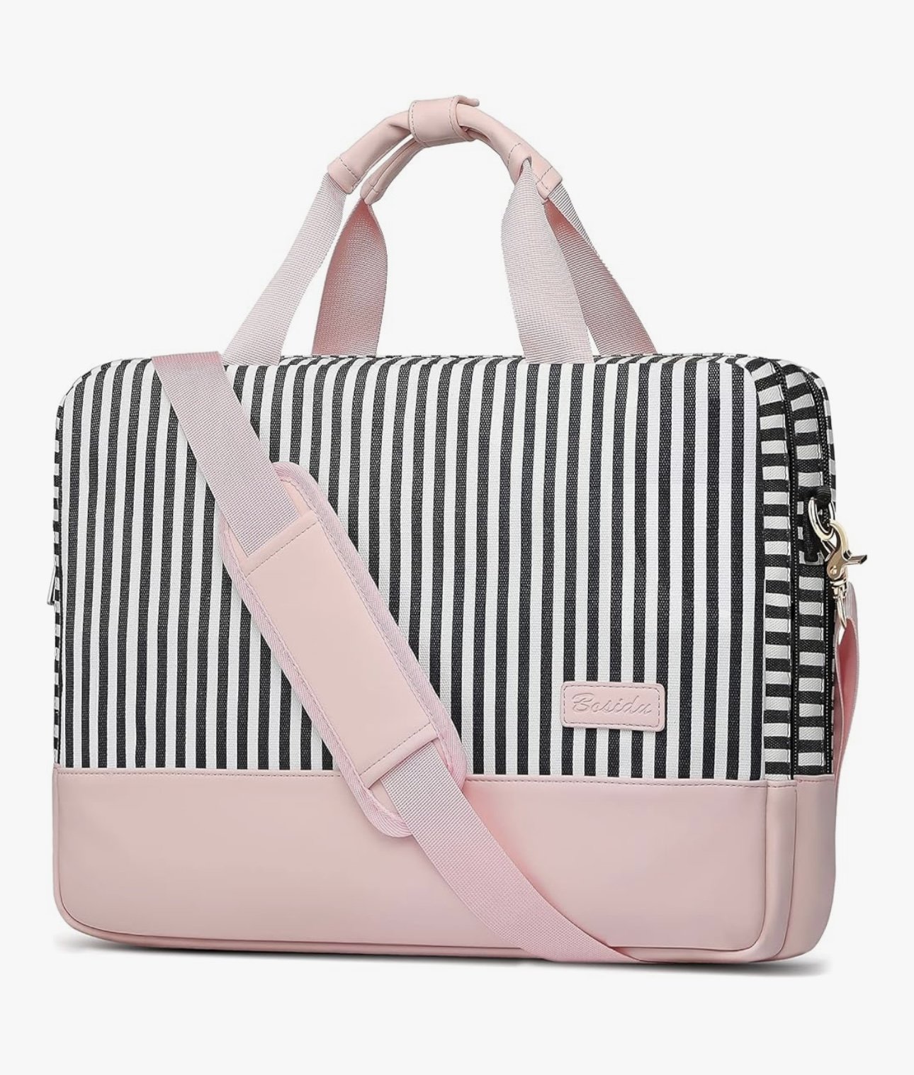 Bosidu Water Resistant Canvas Women Briefcase for Work, Business, etc. Pink