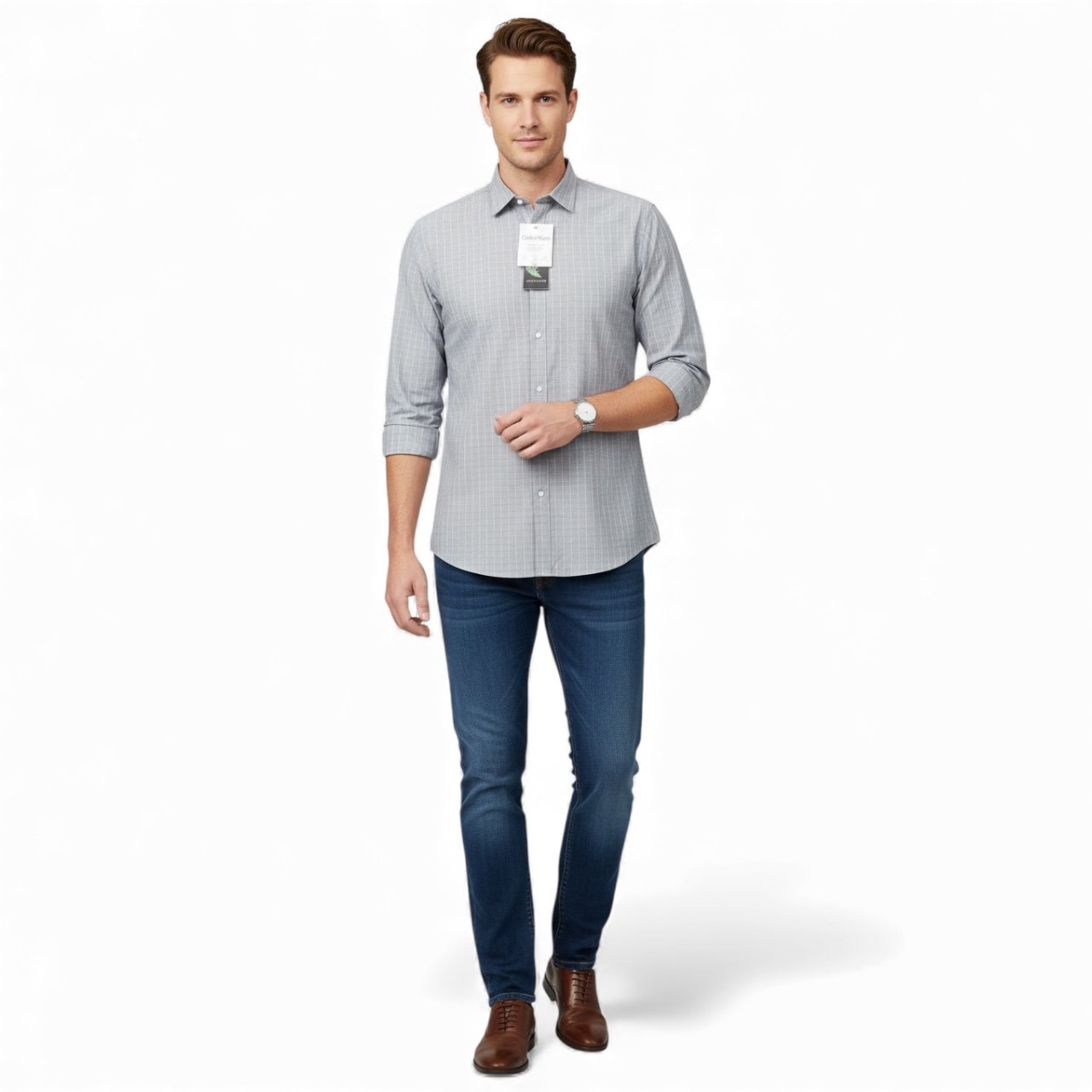 Calvin Klein Men’s Tech Active Stretch Dress Shirt, Blue Plaid, XL(17-17.5-32/33)