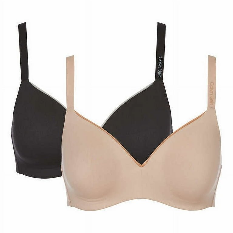 Calvin Klein Women’s 2 Pack Lightly Lined Wirefree Bra, Black/Nude S