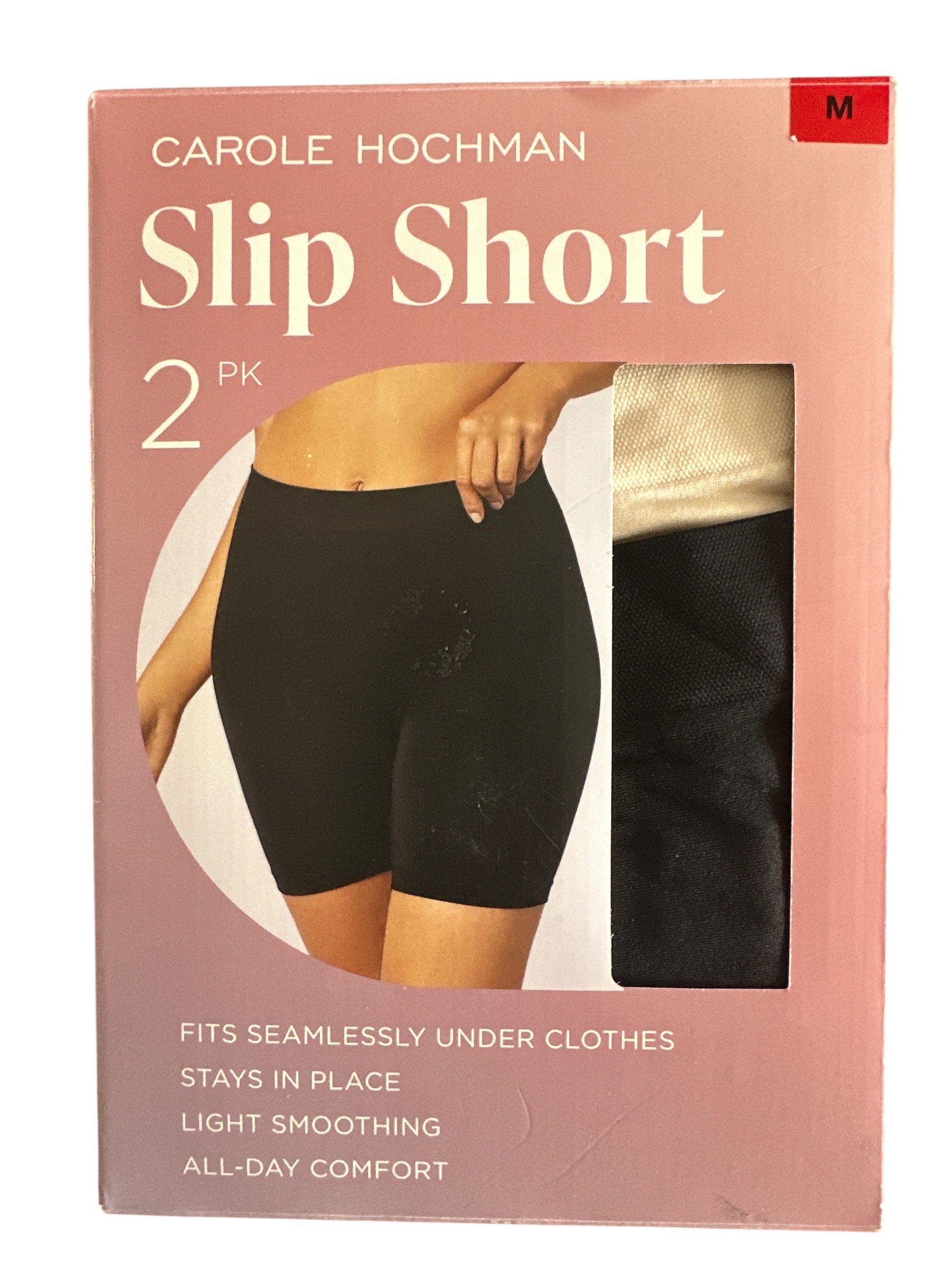 Carole Hochman Women’s Slip Short, 2-pack Nude, Black M