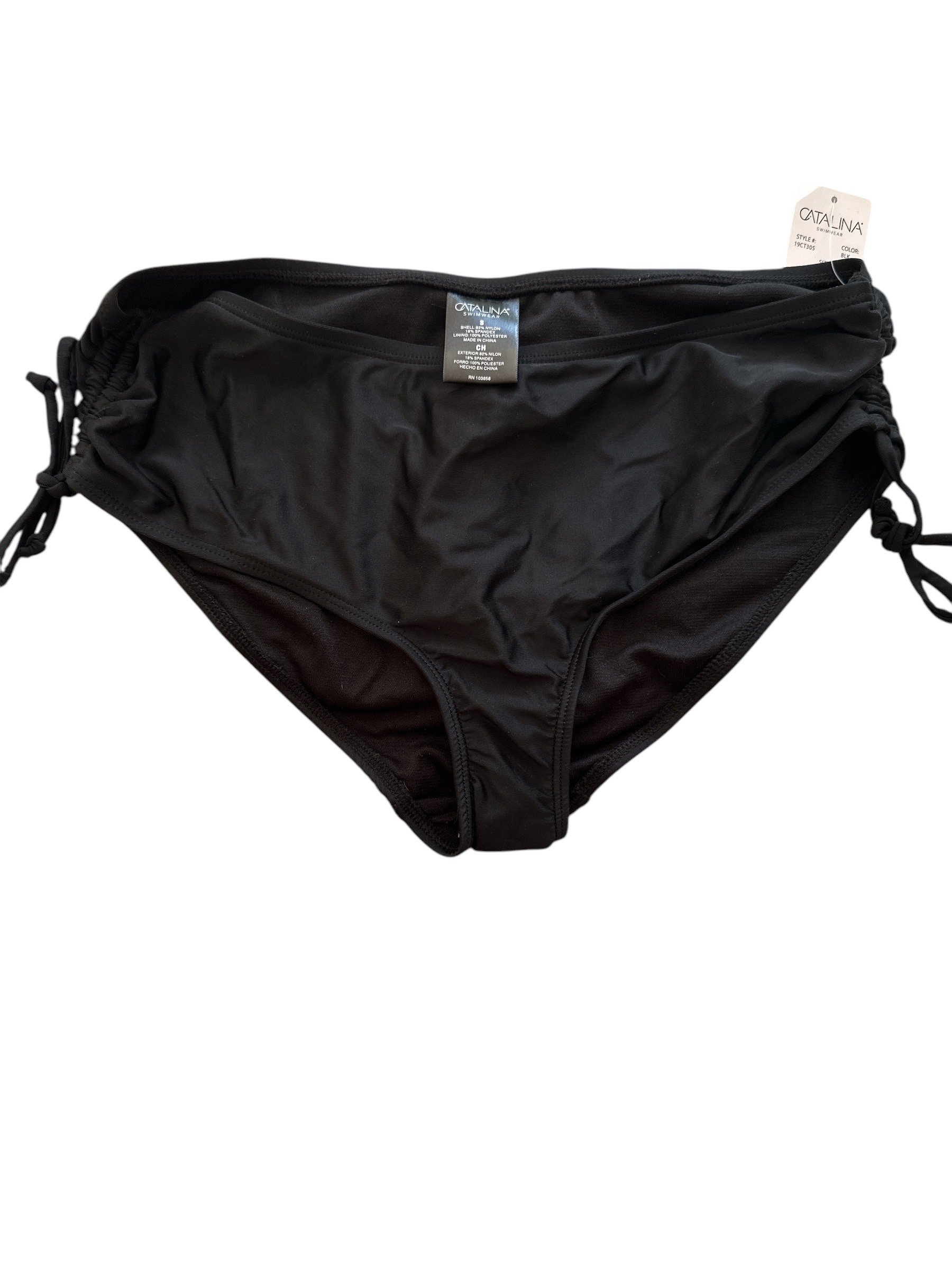 Catalina Women’s Side Tie Bikini Swim Bottom Black Swimsuit S