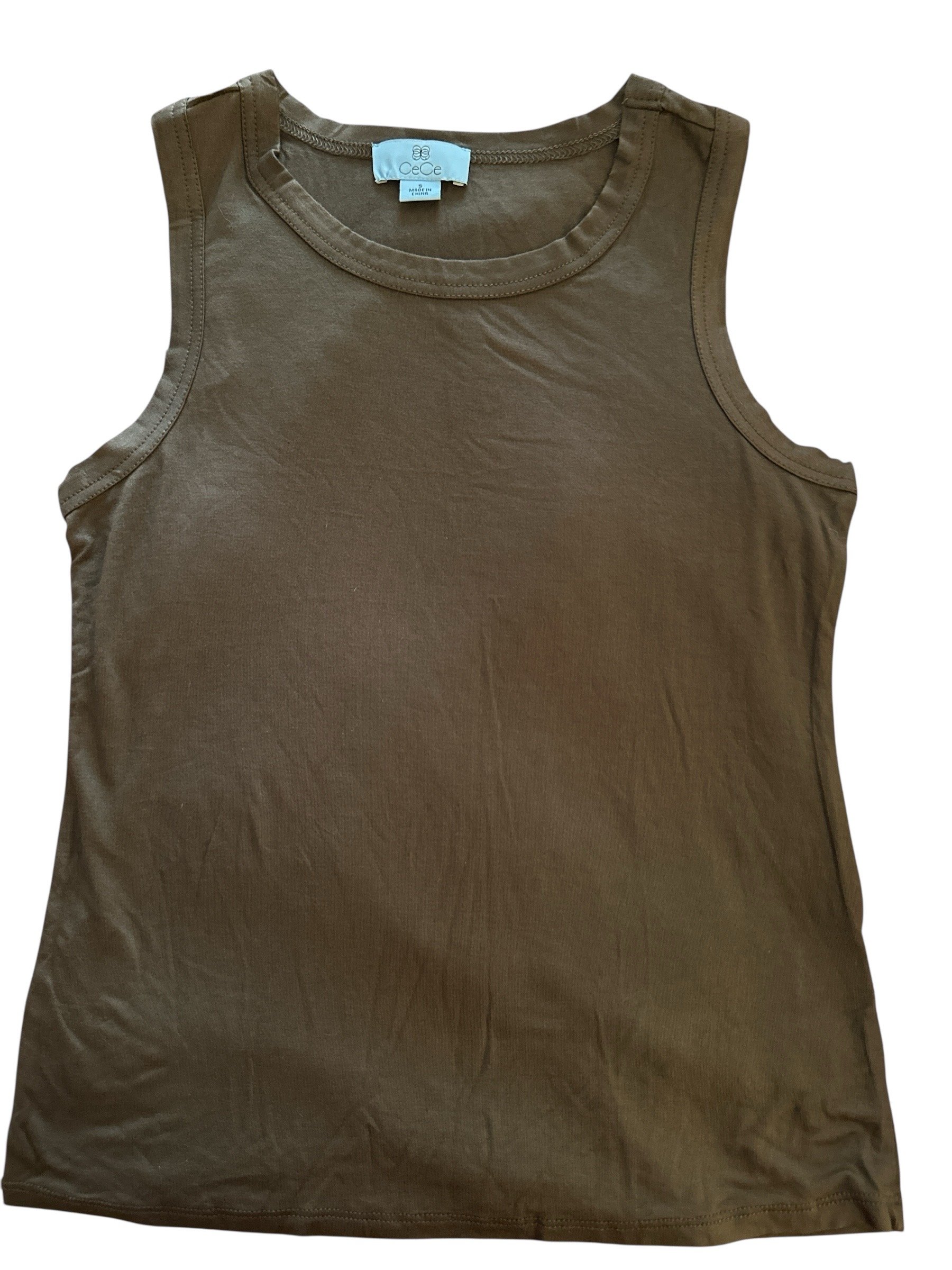 Cece Olive Green Sleeveless Top Small