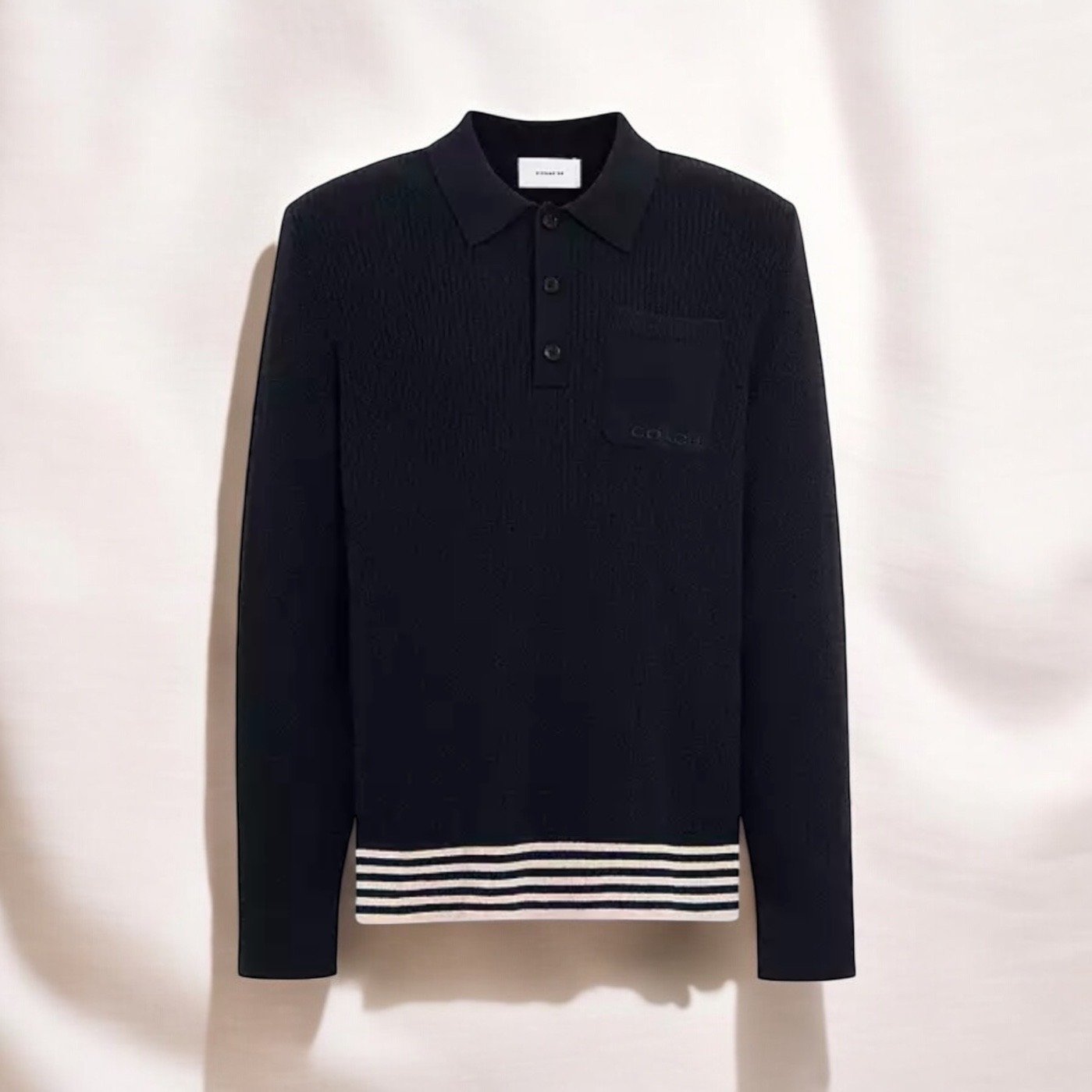 Coach Long Sleeve Knit Polo Navy L
