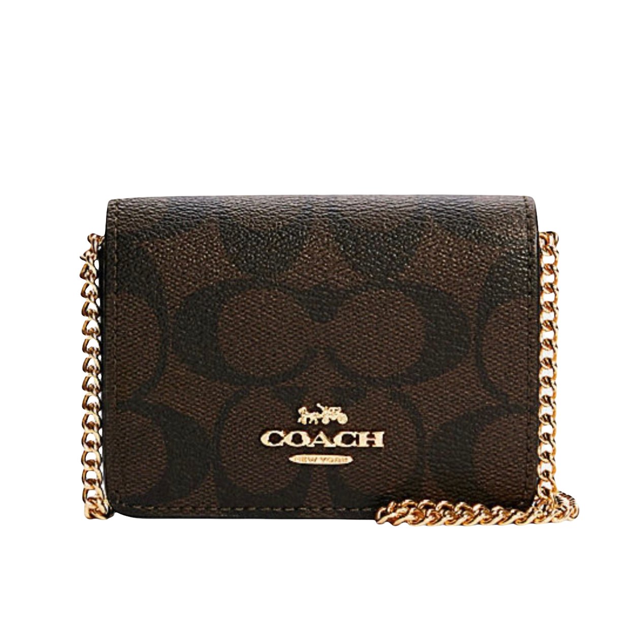 Coach Mini Wallet On Chain In Signature Canvas
