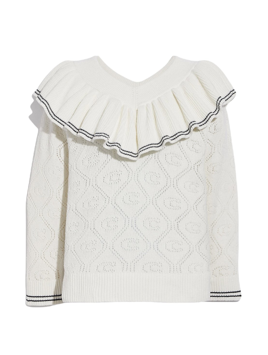 Coach Ruffled Collar Sweater. Ivory. Various Sizes