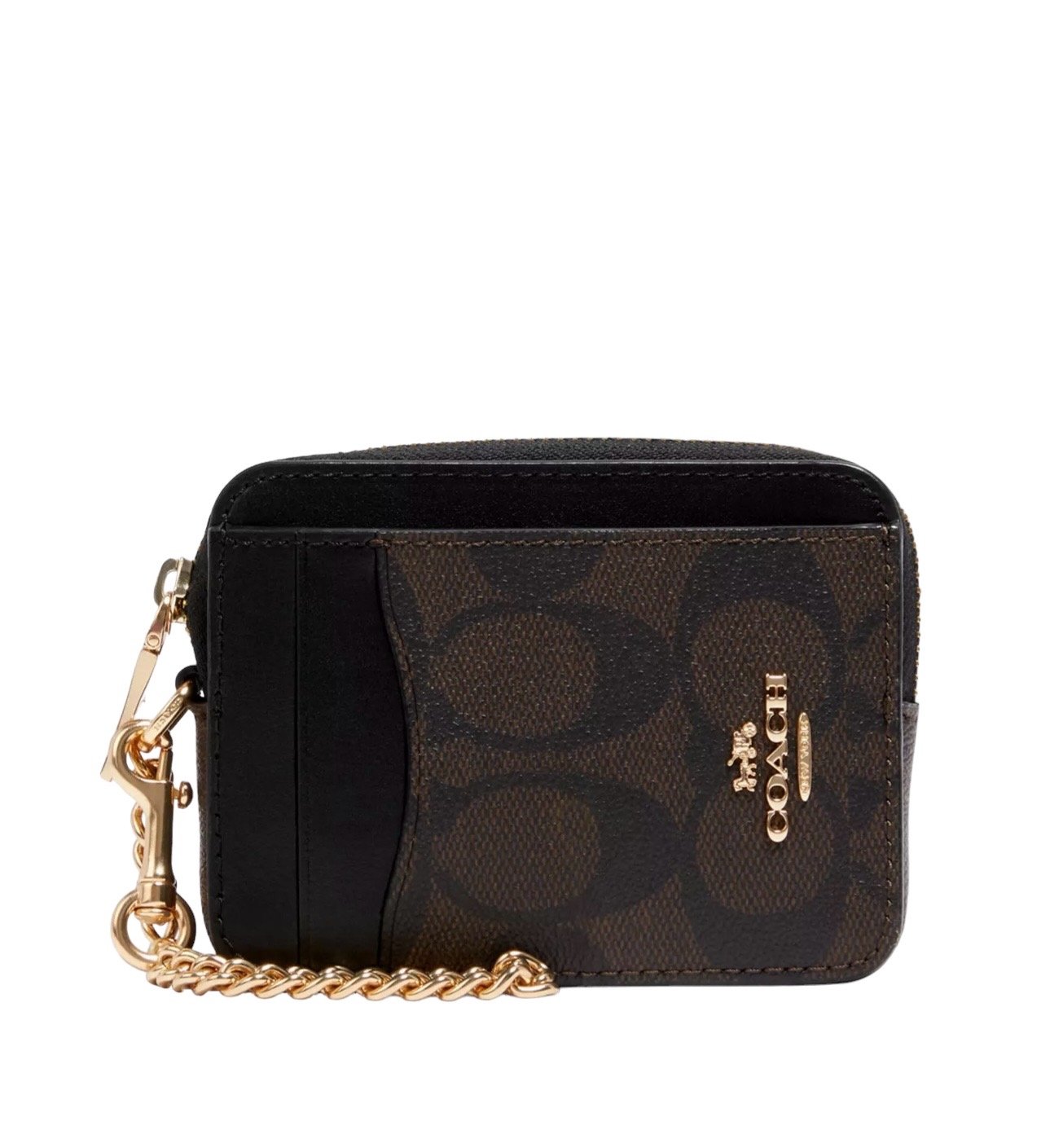 Coach Zip Card Case In Signature Canvas