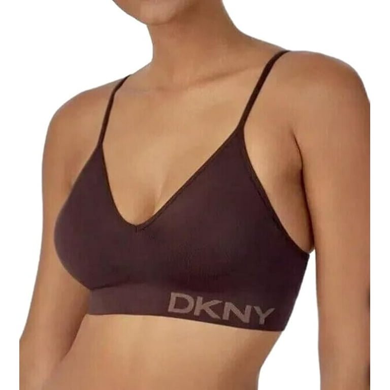 DKNY Women’s Adjustable Seamless Bra, Stretch Fabric, 2-Pack Java/PPink
