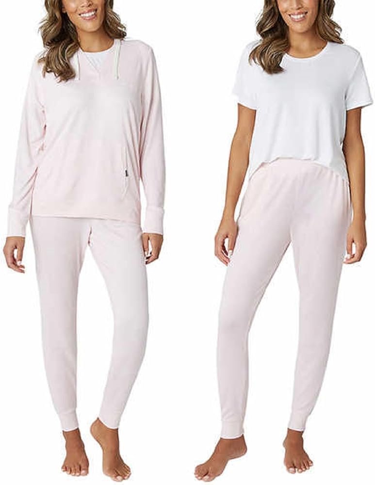 Eddie Bauer Women’s 3 Piece Ultra Soft Hacci Lounge PJ Set Pink S