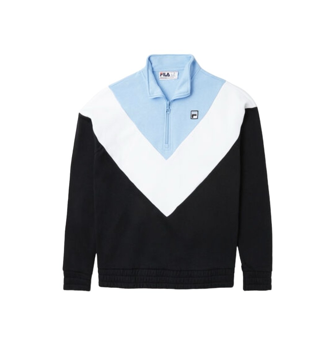 Fila Women’s Ekanta 1/4 Zip: Black, Pale Blue, White L