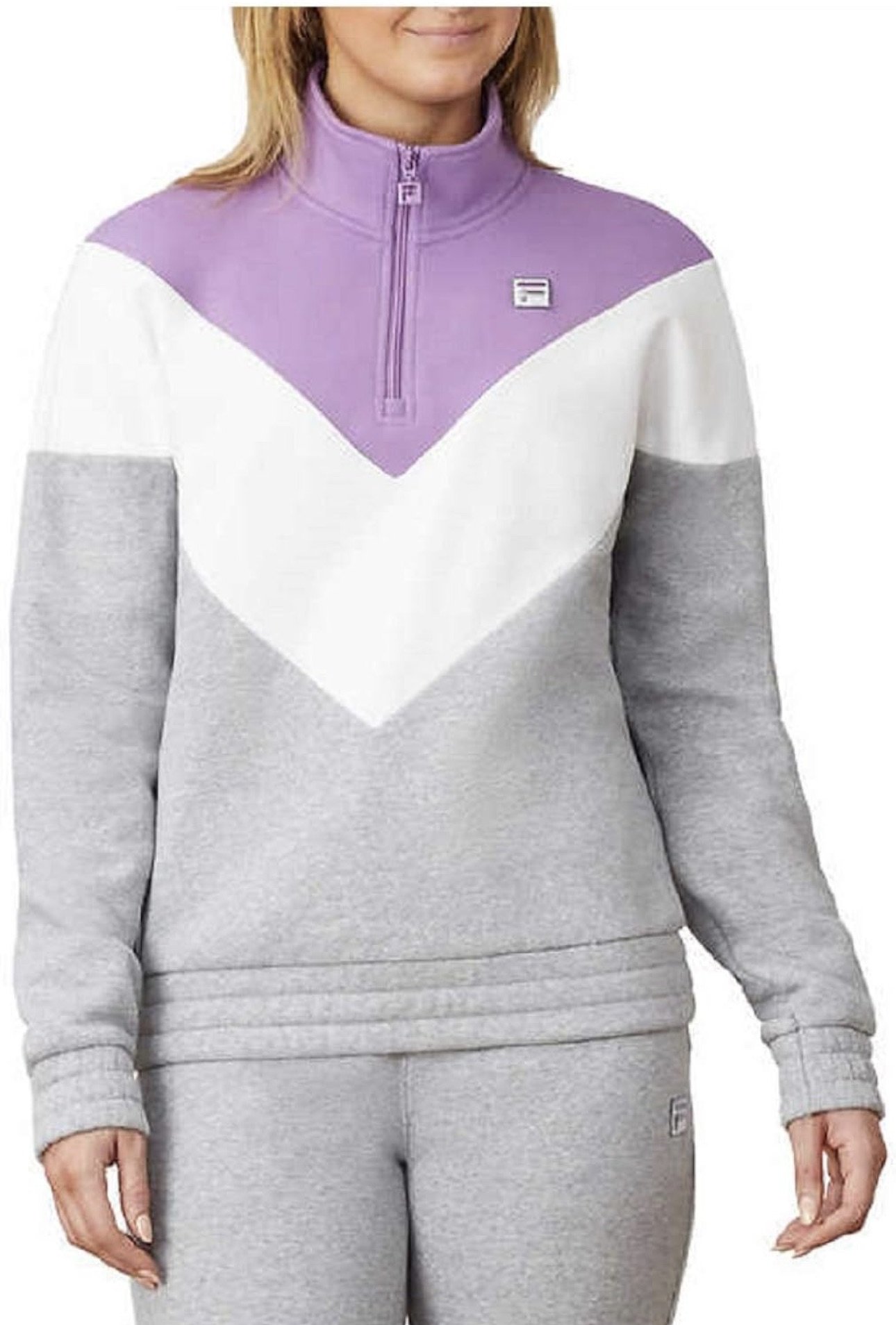 Fila Women’s Ekanta 1/4 Zip: Grey, Lavender, White M