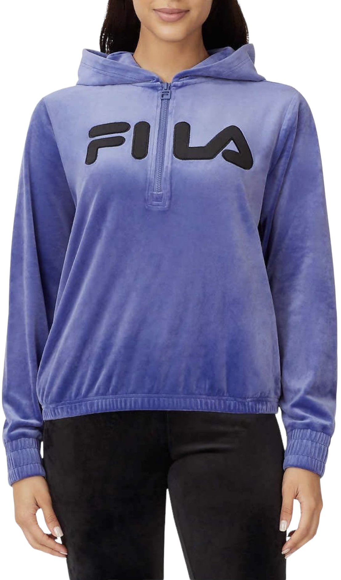 Fila Womens Velour Quarter Zip Hoodie Marlin M