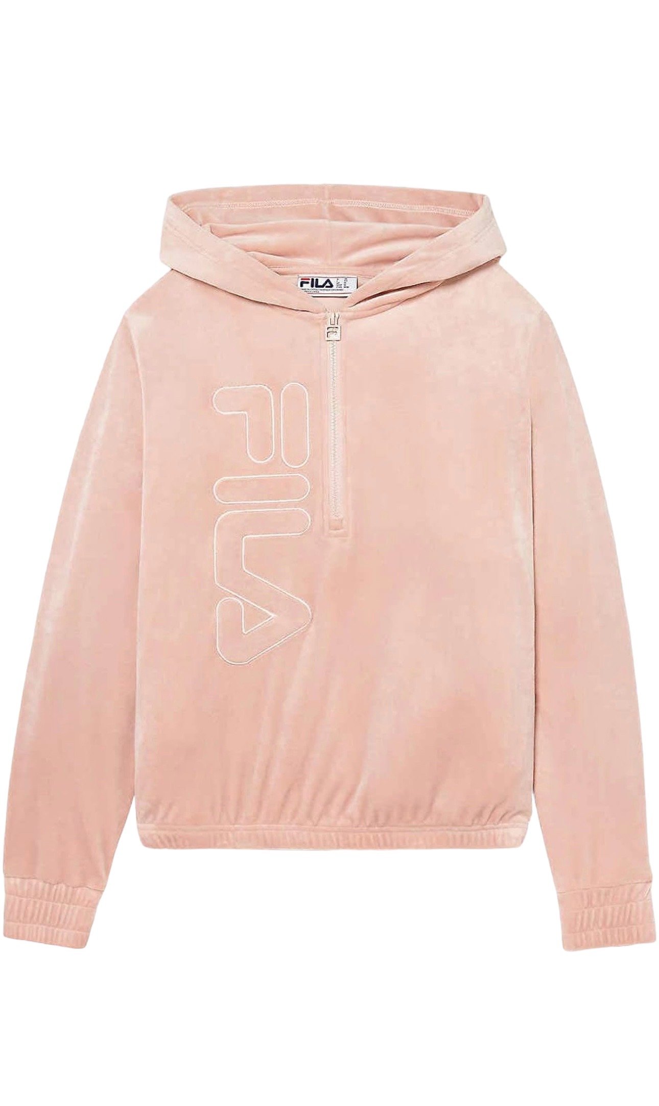 Fila Womens Velour Quarter Zip Hoodie Misty Rose Medium