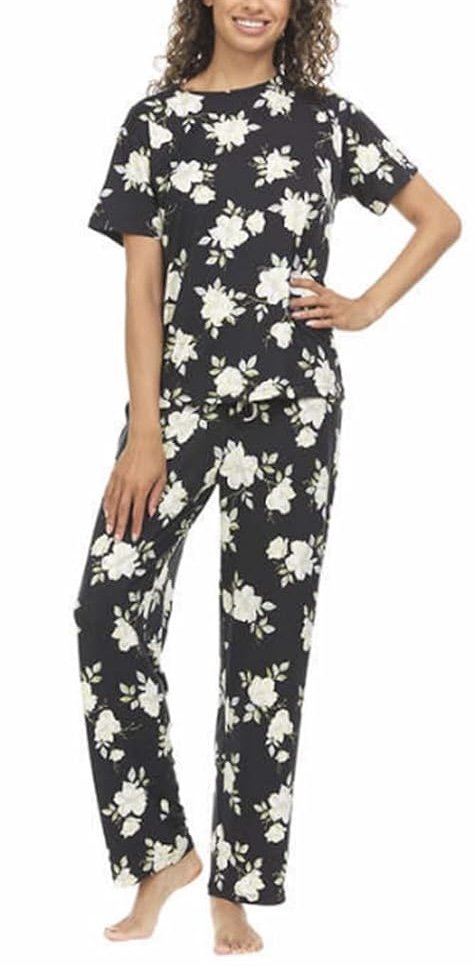 Flora Nikrooz 2 Piece Super Soft Short Sleeve Shirt and Pant Pj Set Bk XXL
