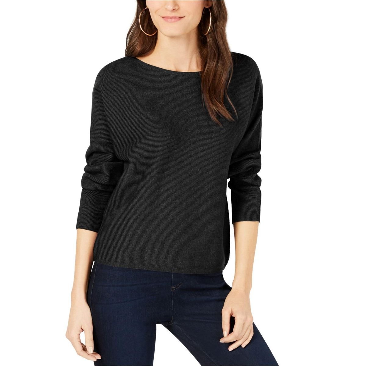 INC International Concepts Womens Modern Dolman Pullover Sweater Deep Black S