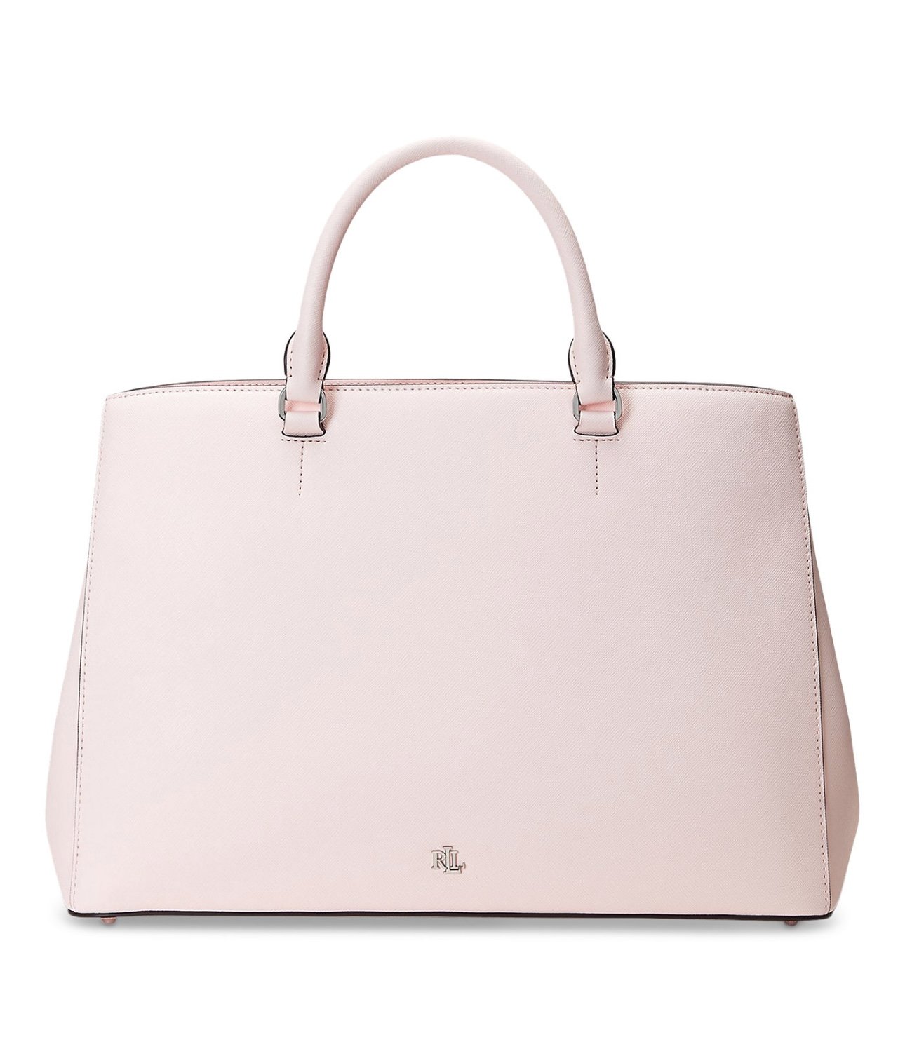 Lauren Ralph Lauren Crosshatch Leather Large Hanna Satchel Pink Opal