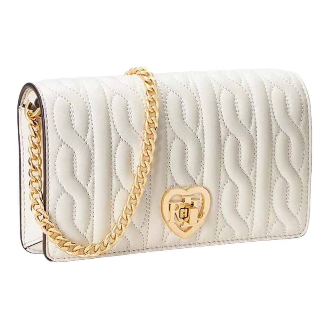 Lauren Ralph Lauren Quilted Leather Turn-Lock Mini Crossbody Vanilla