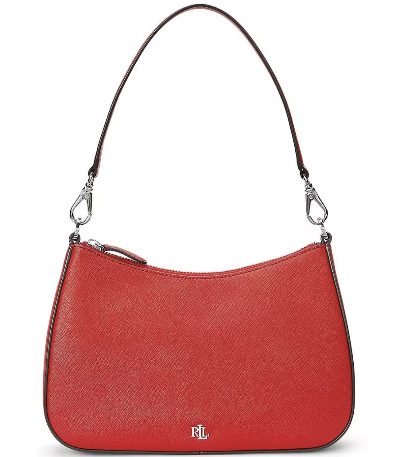 Lauren Ralph Lauren Women’s Crosshatch Leather Med Danni Shoulder Bag Red