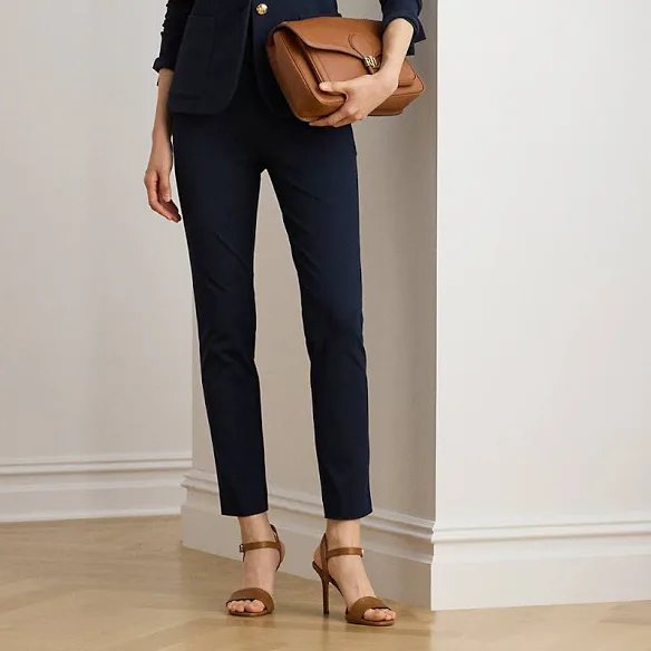 Lauren Ralph Lauren Womens Knit Skinny Dress Pants Lauren Navy 4