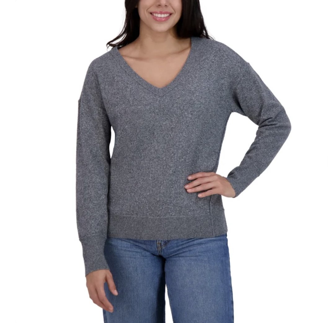 Lucky Brand Women’s V-Neck Sweater Medium Heather Grey L
