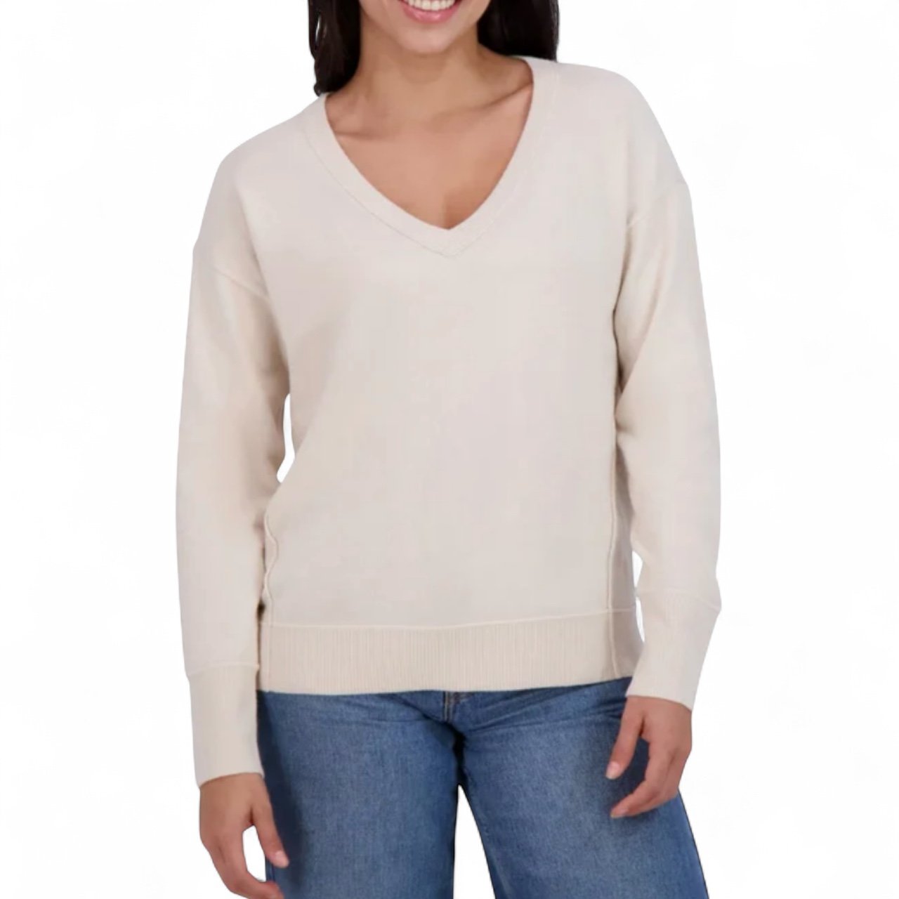 Lucky Brand Women’s V-Neck Sweater Natural Multi M