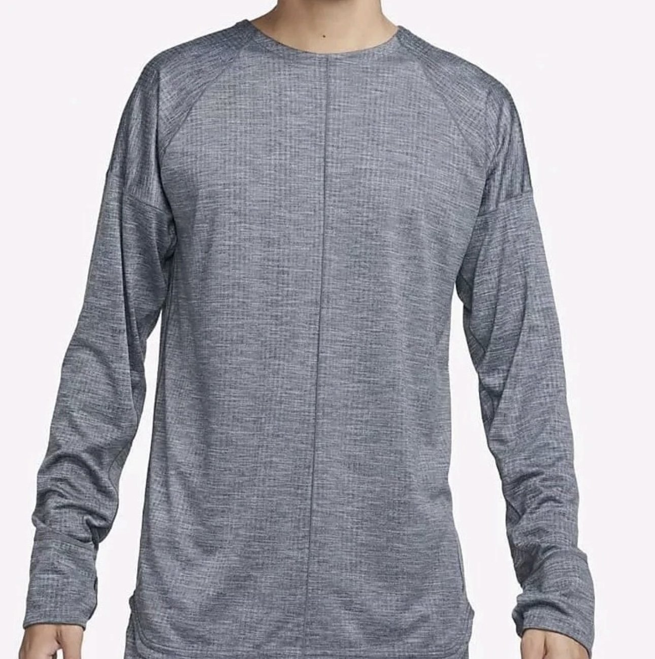 Men’s Nike Yoga Men’s Dri-FIT Crew Long Sleeve Top Heathered Gray Size XL
