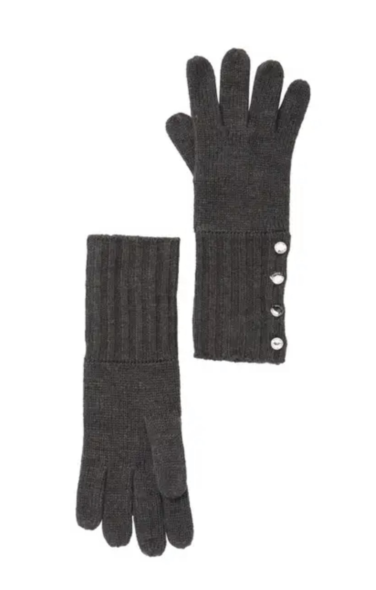 Michael Kors Access Ribbed Knit Gloves Grey