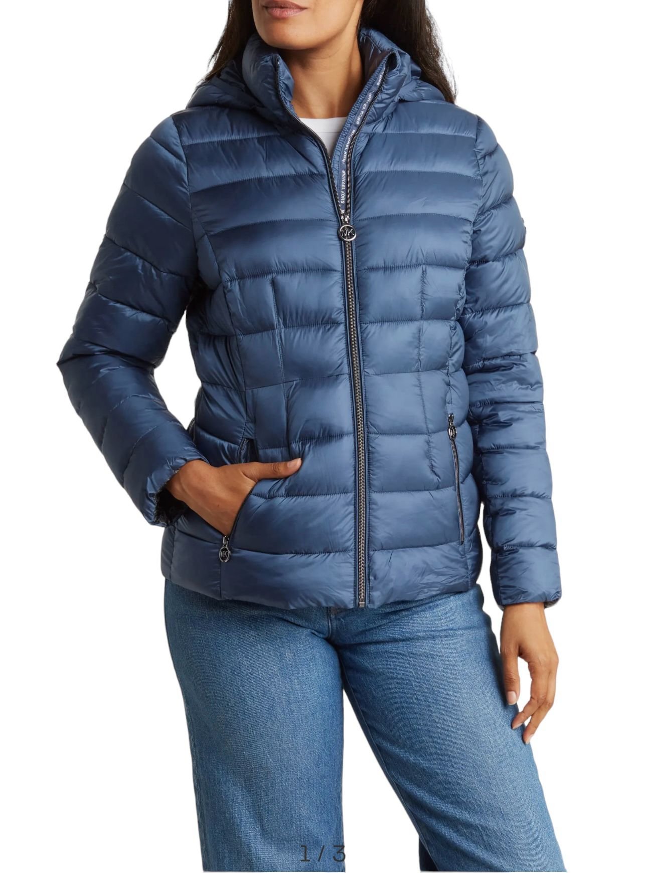 Michael Kors Hooded Puffer Jacket Danish Blue L