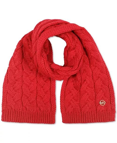 Michael Kors Women’s Cable-Knit Braided Scarf Crimson