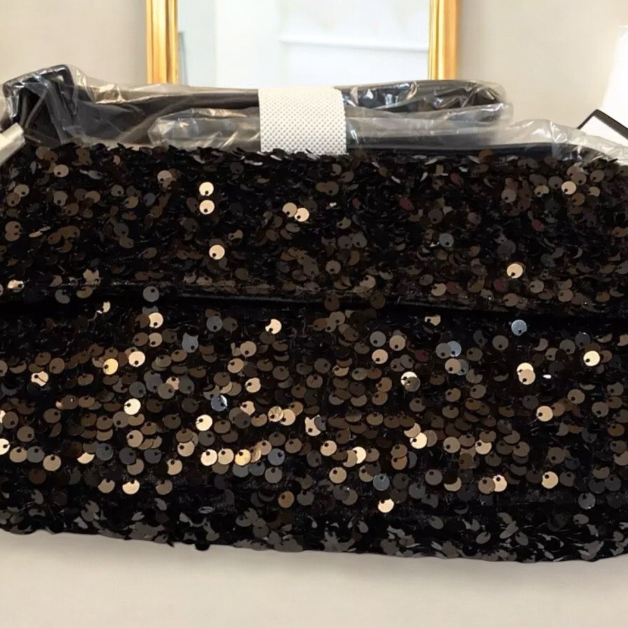 Nicole Miller Black Sequin Shoulder Bag