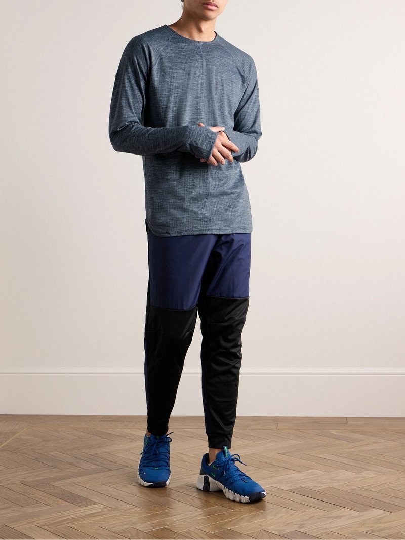 Nike Training – Yoga Logo-Embroidered Textured Dri-FIT Top – Blue L