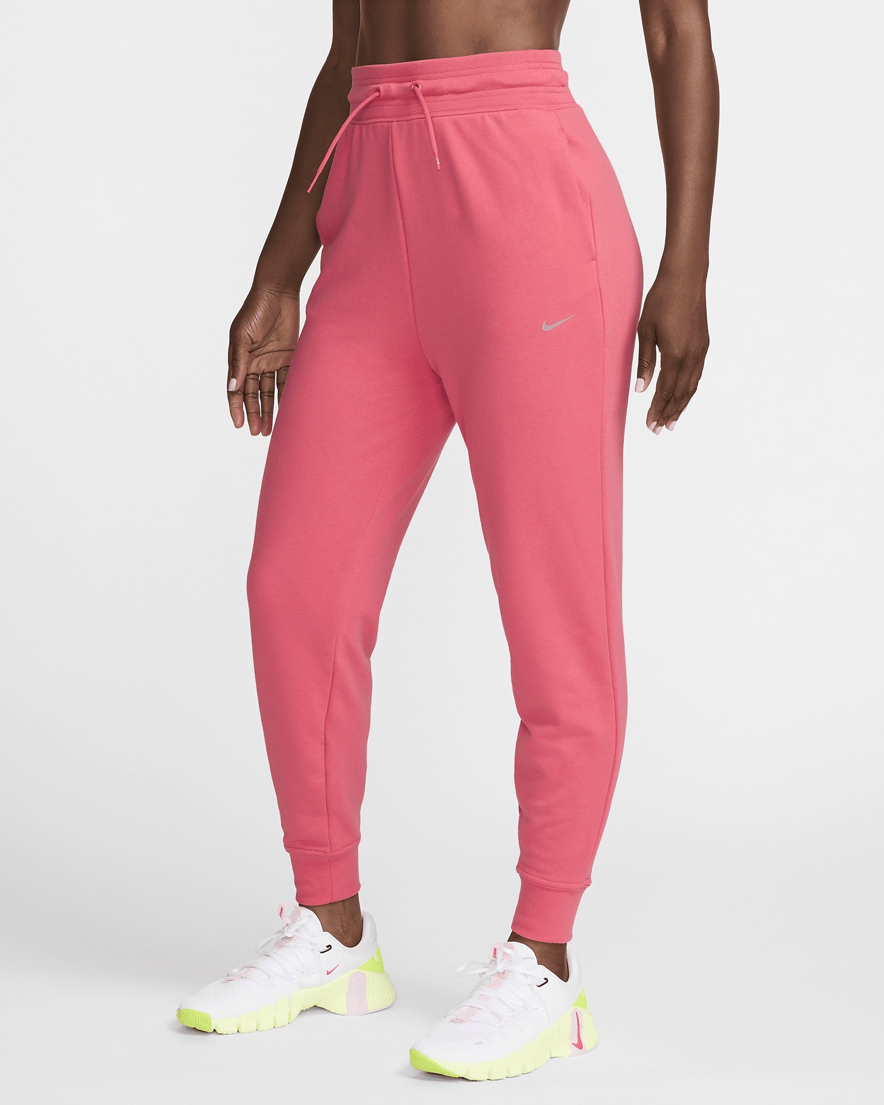 Nike Women’s Dri-FIT One French Terry High-Waisted 7/8 Joggers Pink M