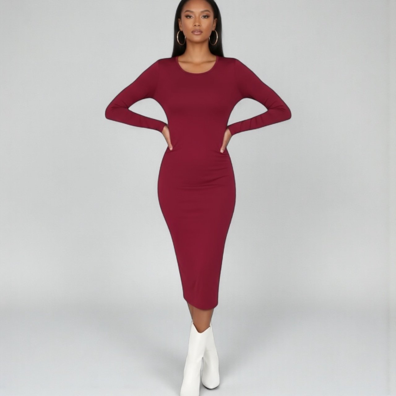 NWT Wild Fable Women’s Long Sleeve Bodycon Dress Deep Red M