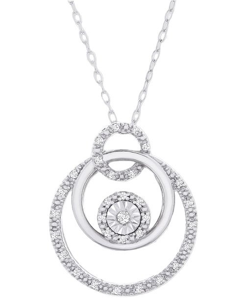 R H Macy & Co Diamond Triple Circle 18″ Pendant Necklace (1/10 ct. t.w.)