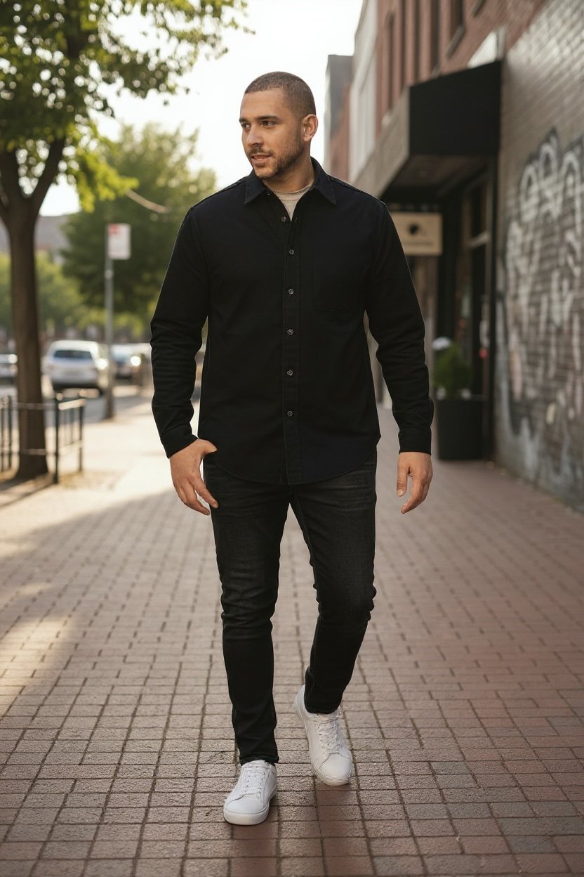 Rugged Elements Black Canvas Work Shirt Large