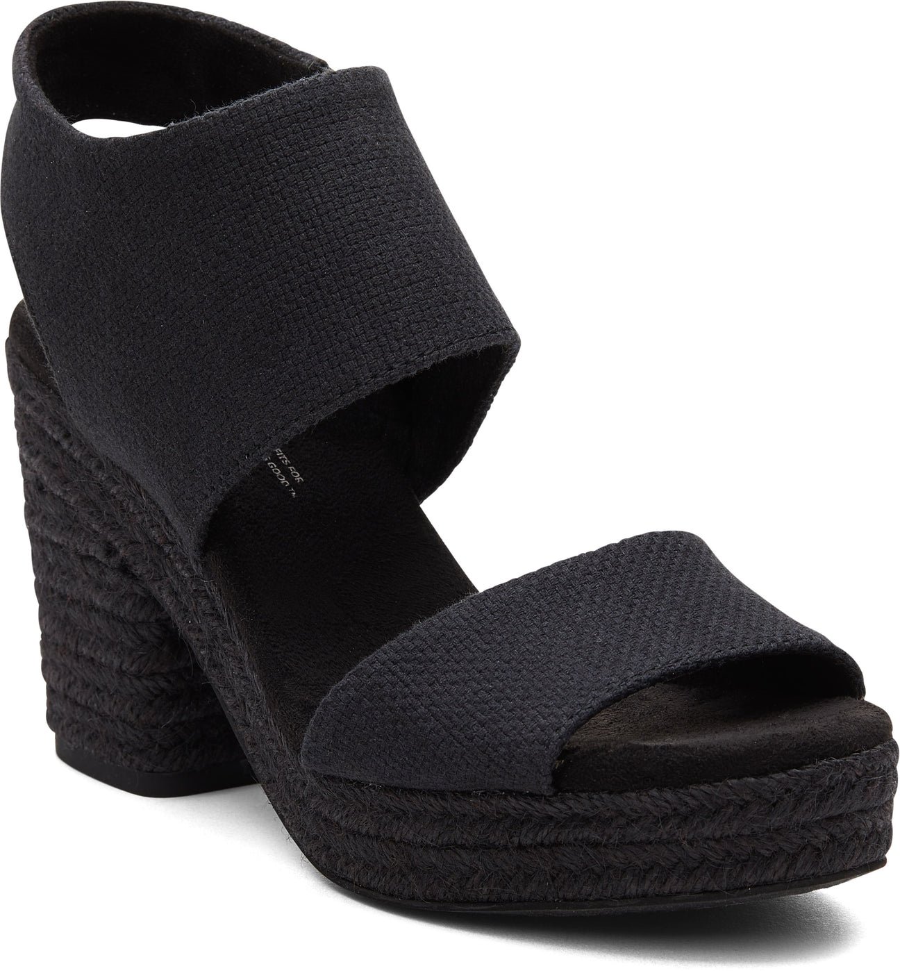 TOMS WOMEN MAJORCA PLATFORM BLACK BASKET WEAVE 7.5