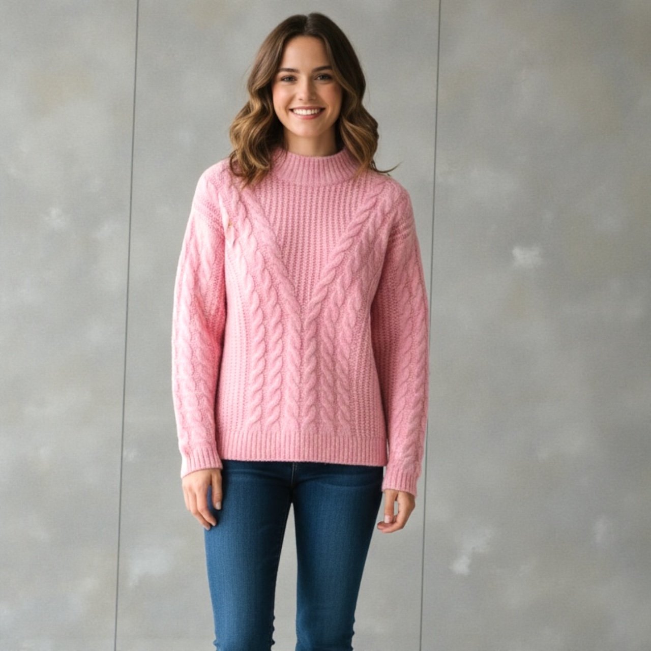 Universal Threads pink cable knit cropped pull over cozy cabin sweater S