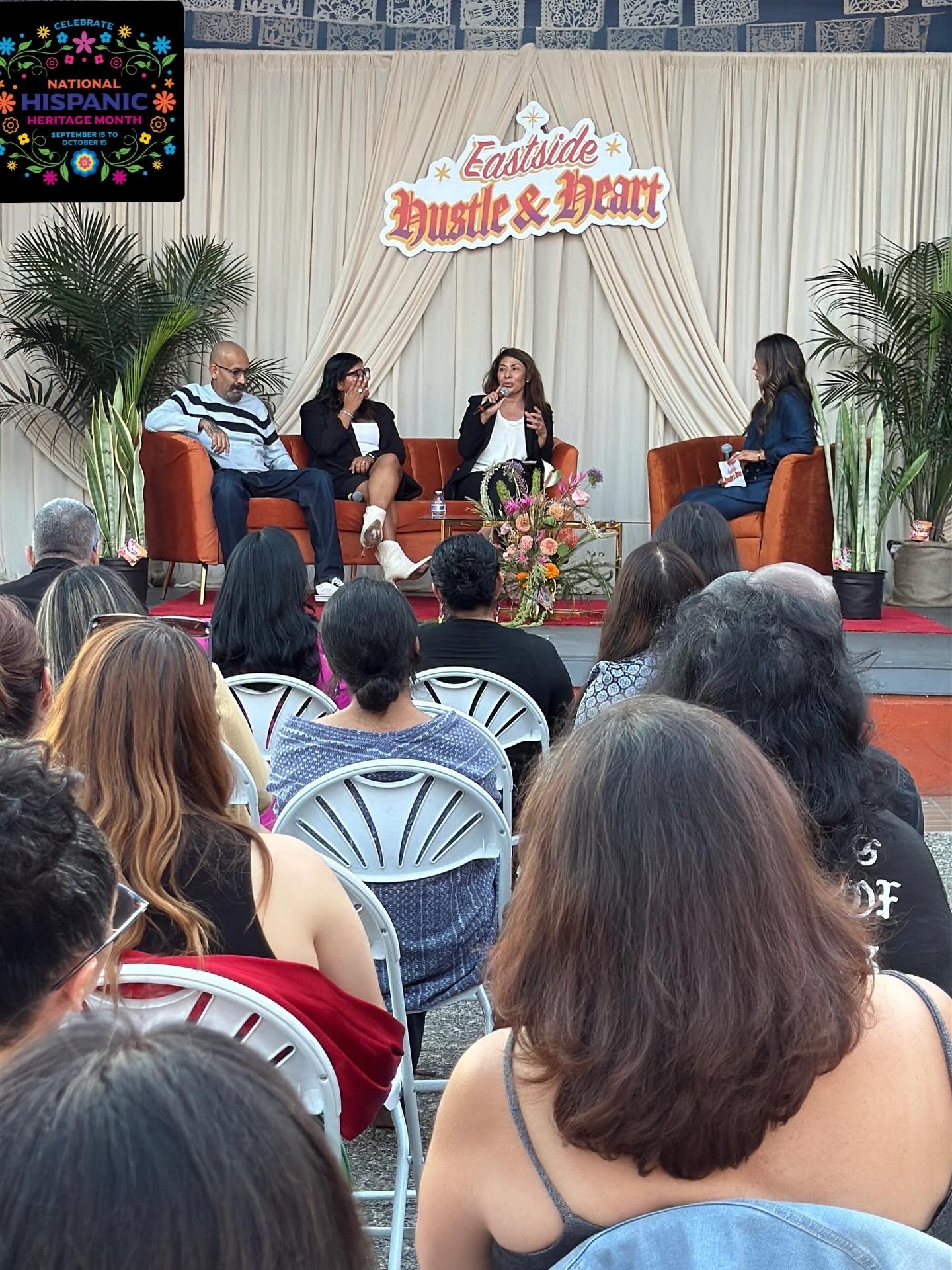 Emiliana Guereca speaking on a panel at the Eastside Hustle and Heart event