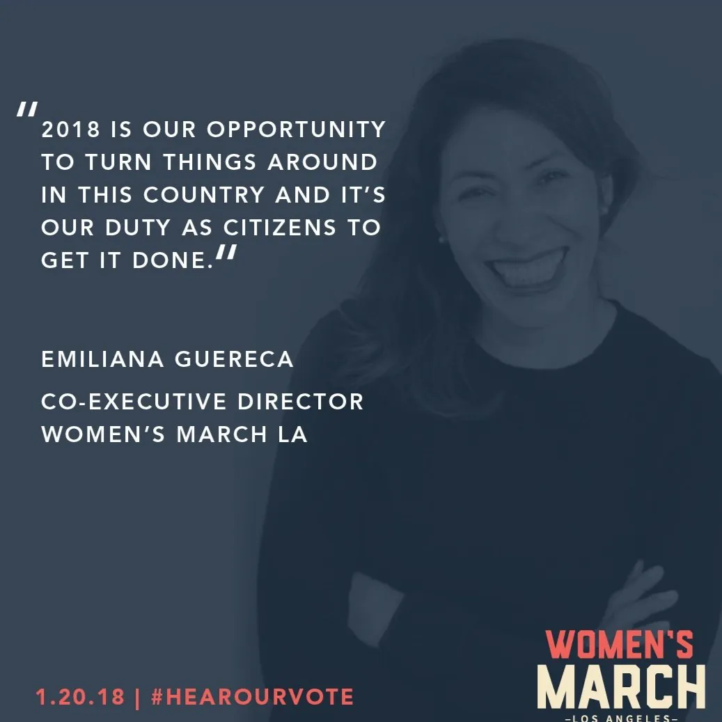 A Women’s March graphic with Emiliana Guereca’s quote about citizens taking action