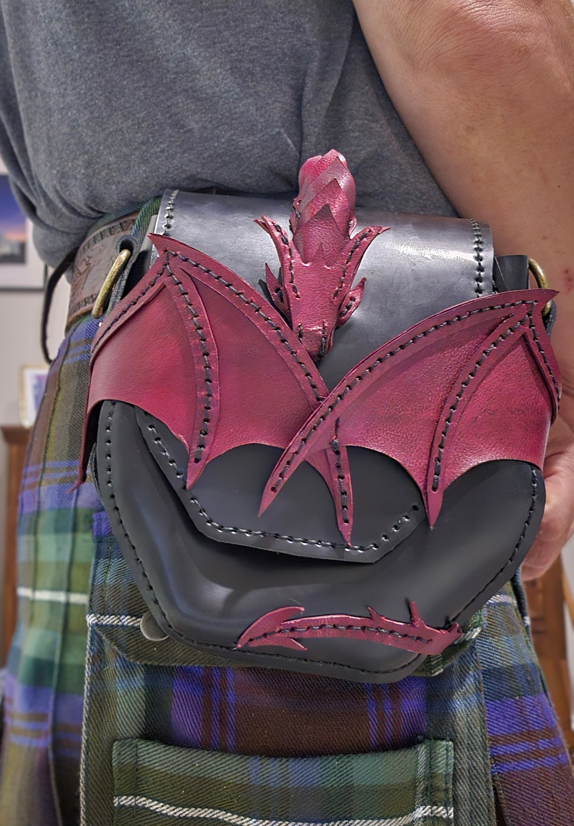 Dragon Hunter Belt Pouch worn at the waist to show hands-free carry