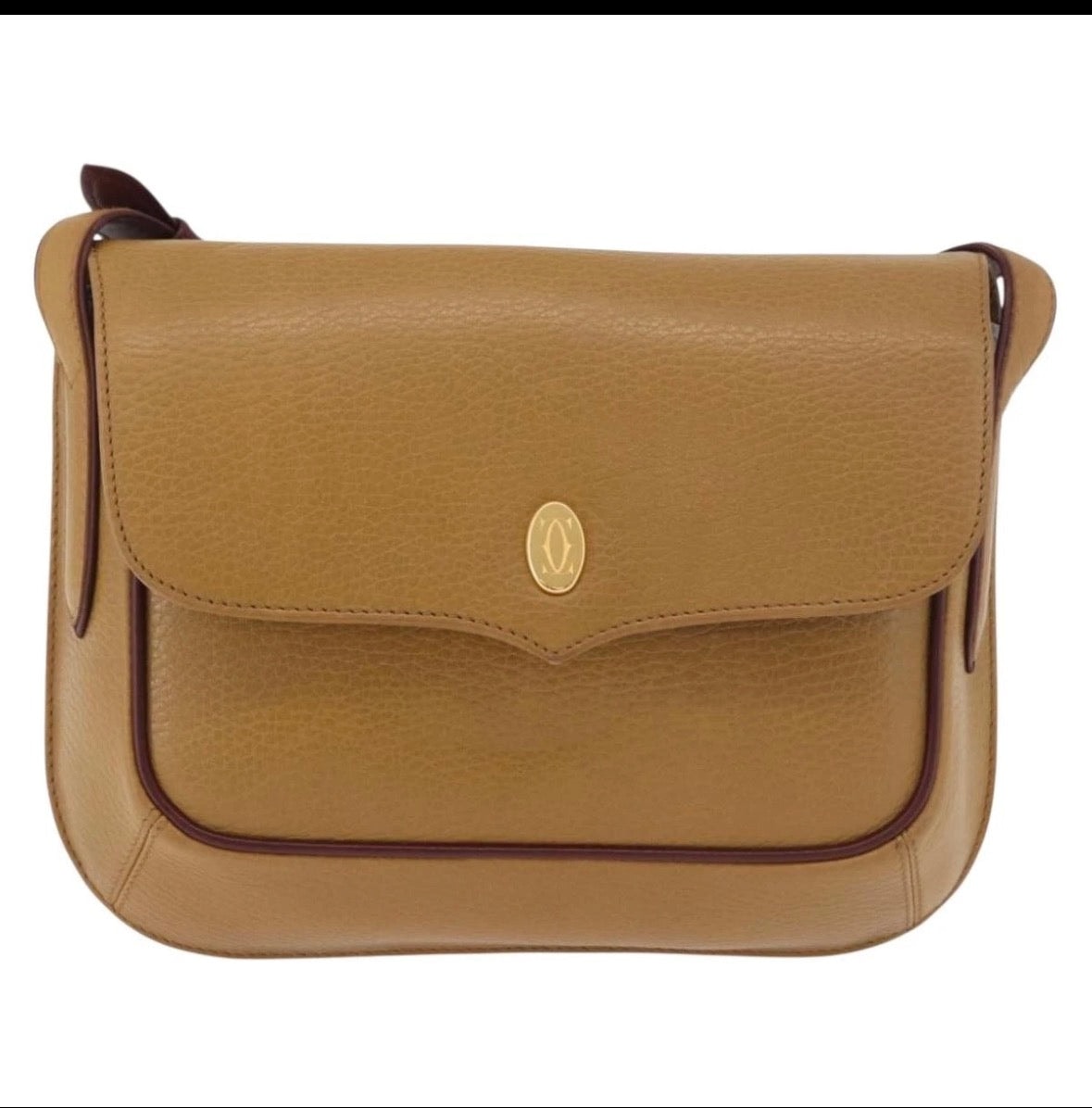 Vintage two-tone leather shoulder bag shown against a white background