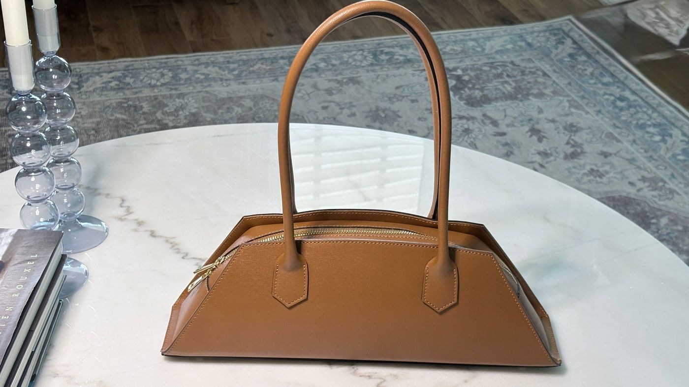 The Italian Box Calfskin Shoulder Bag in Camel